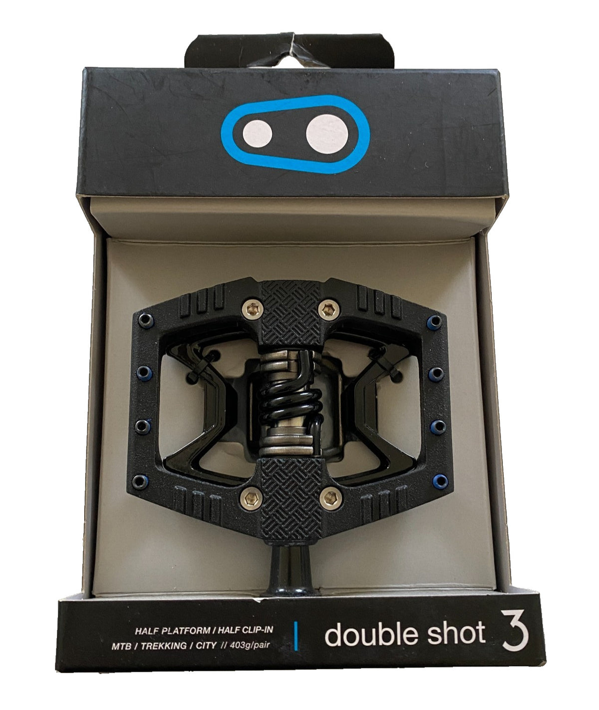 Crank Brothers Double Shot 3 Pedals - Half Platform & Clip-In, Sealed