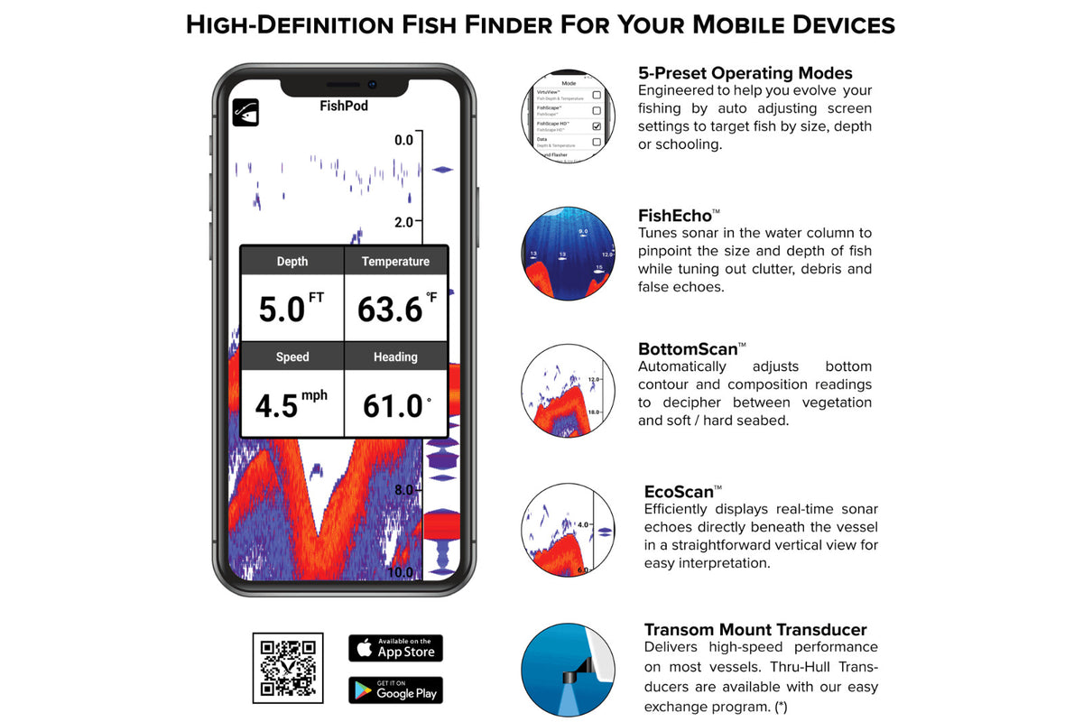 Bluetooth Fish Finder for Boat Mounting - High-Resolution Underwater Sonar