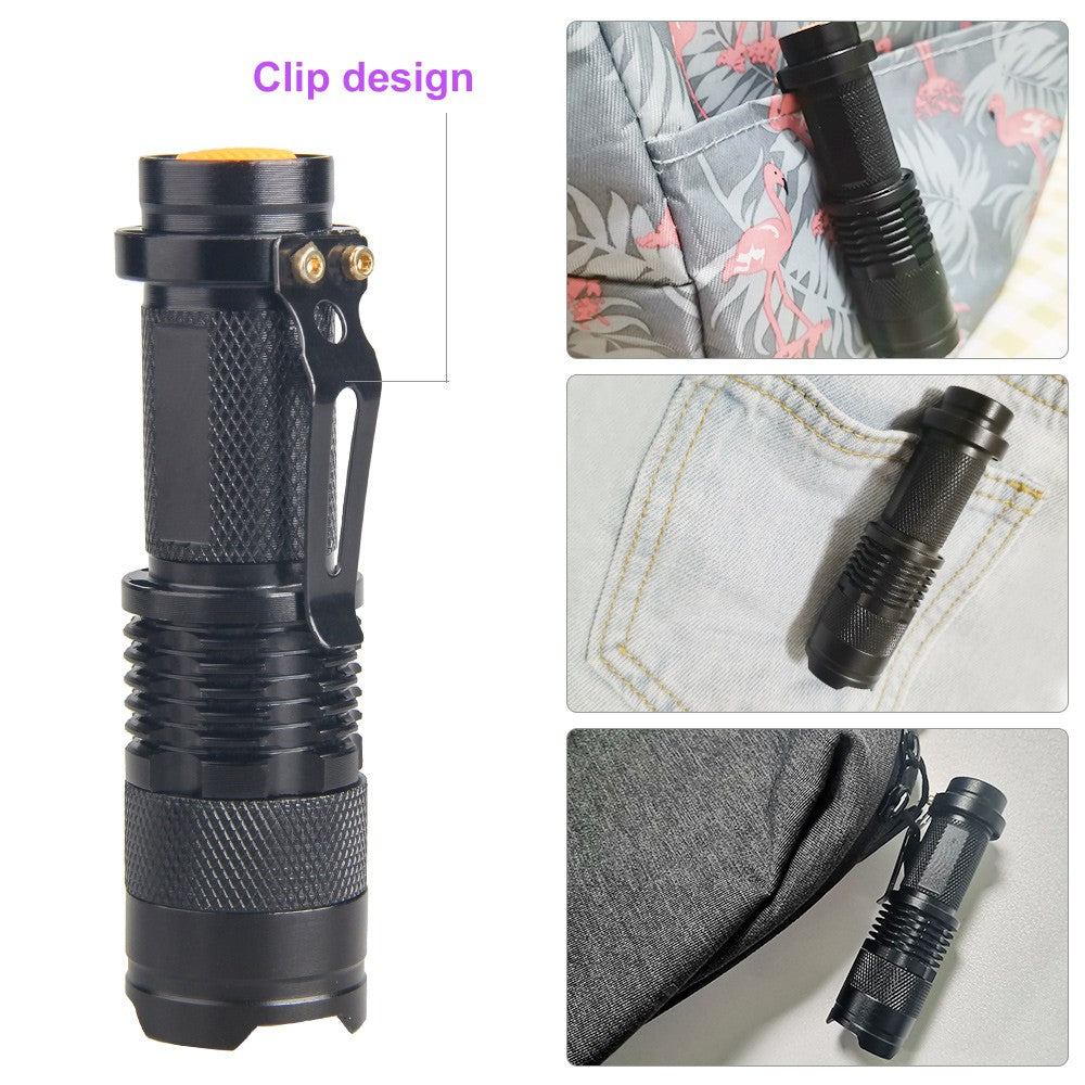 Mini Camping LED Flashlight with Clip Waterproof Torch Penlight