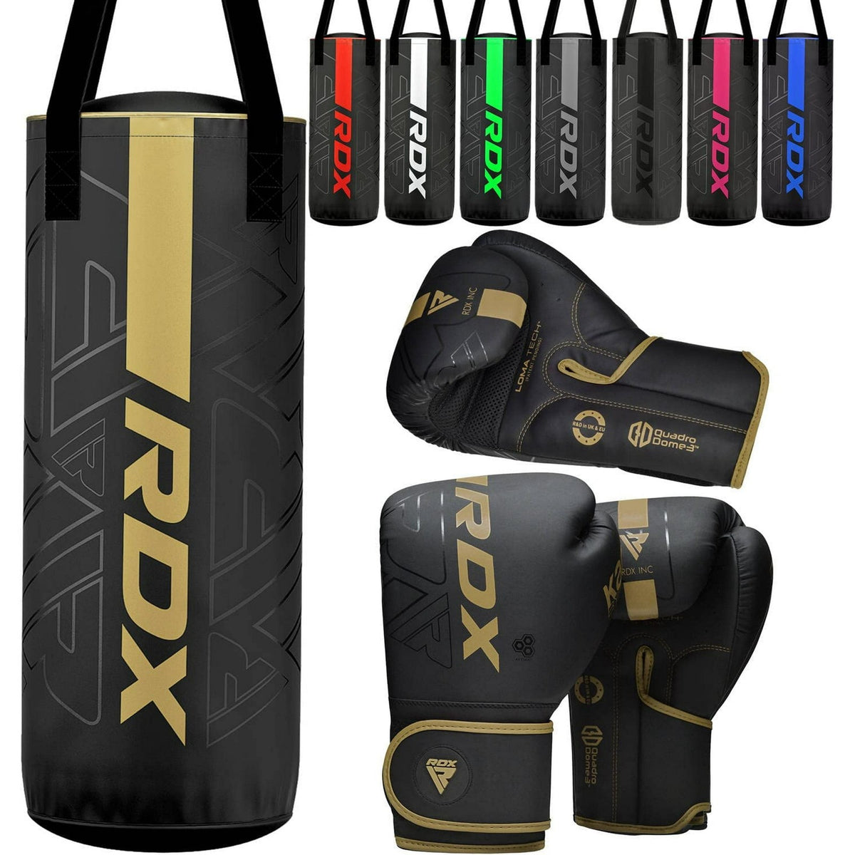 Unfilled 2FT Punching Bag with Punch Mitts for Kids - Red, Black, Gold