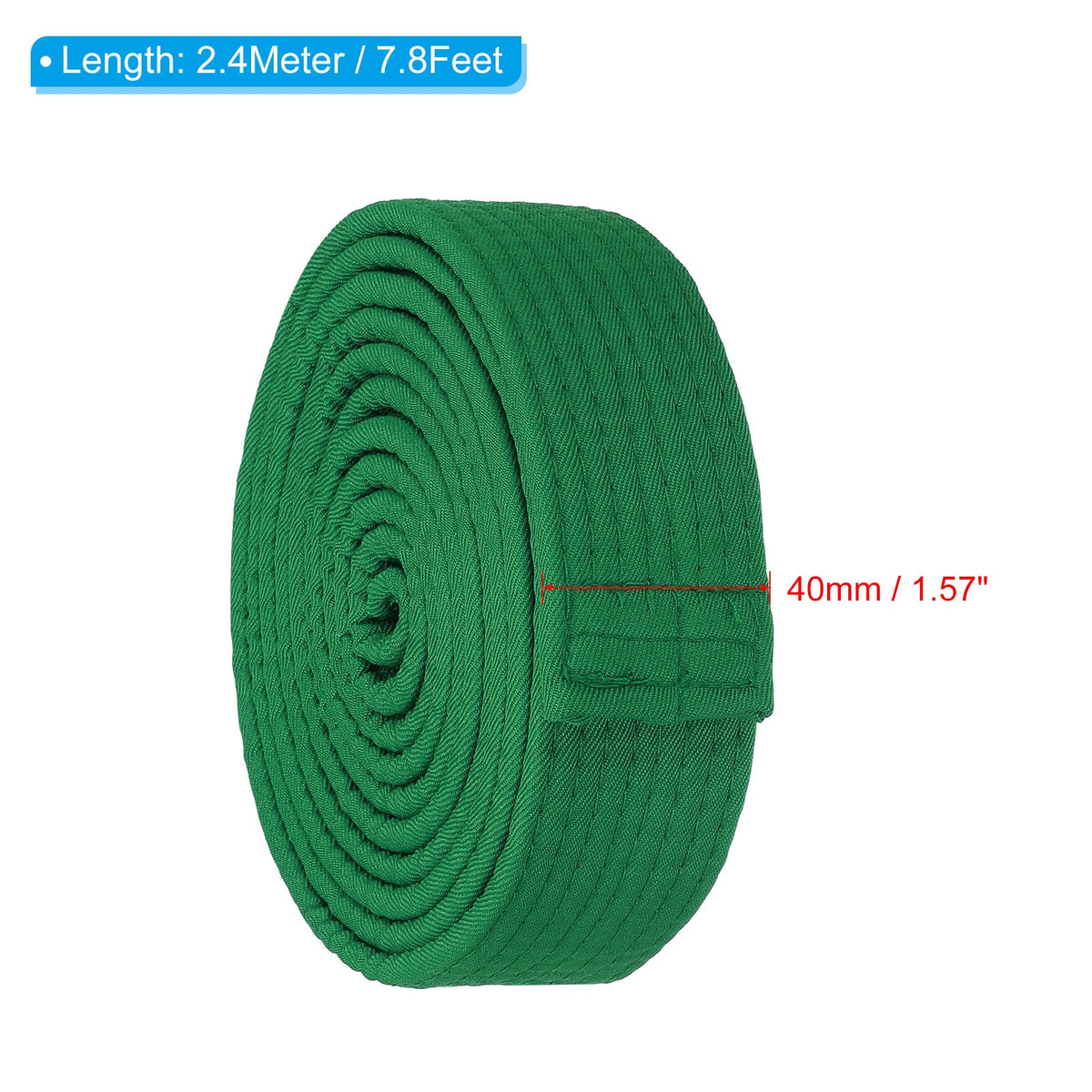 Martial Arts Belt - Green, 1.5 x 7.8 ft Polyester Taekwondo Ranking Belt