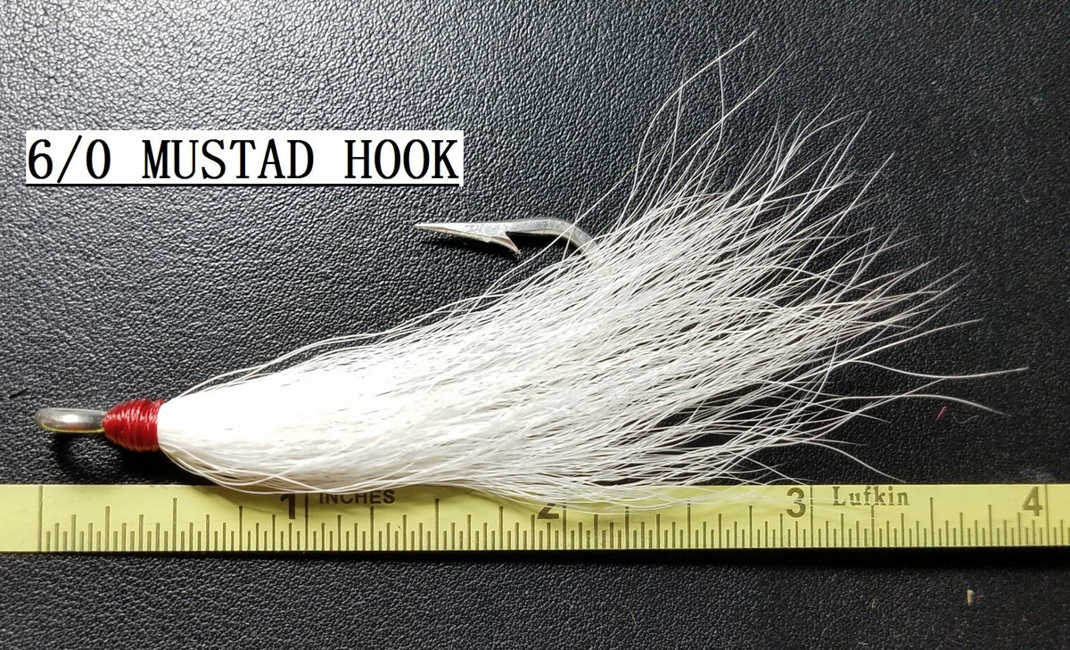 Fishing Bucktail Teaser Hooks Assortment – 5/0 & 6/0 Mustad Tied Hooks for Lures