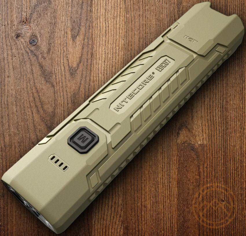 Rechargeable LED Flashlight with SOS Strobe Water & Impact Resistant Tan
