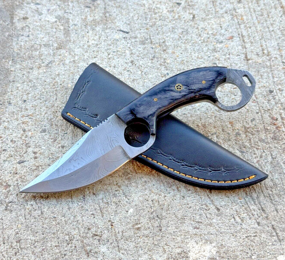 Handmade Damascus Folding Knife with Multiple Color Variants