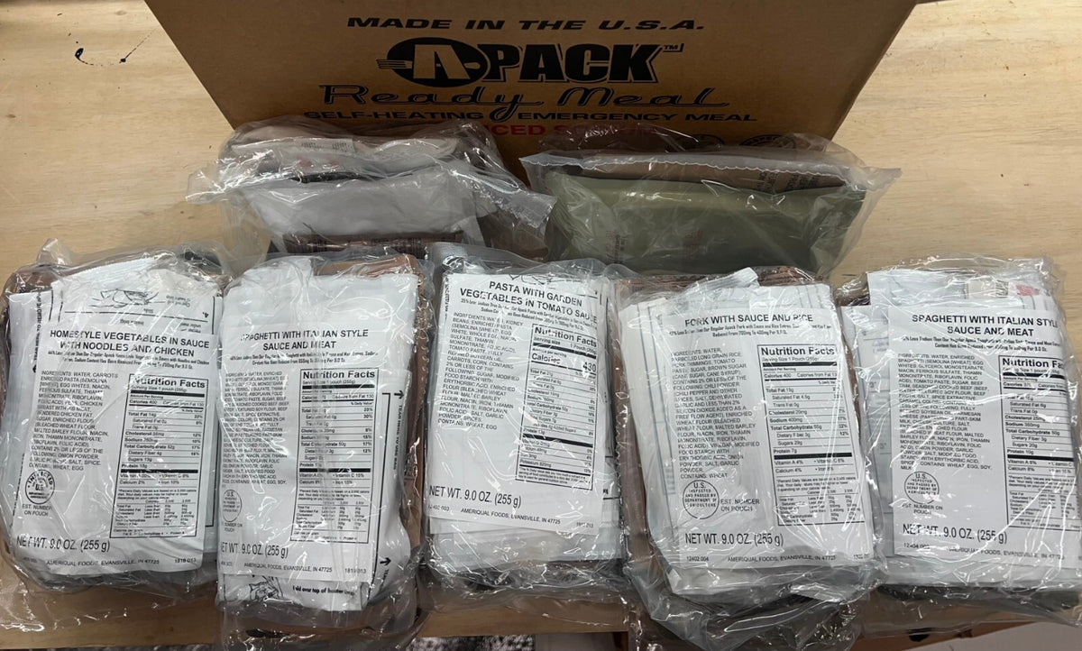 Ready-to-Eat Military MRE Pack - 12 Meals with 2027 Inspection Date
