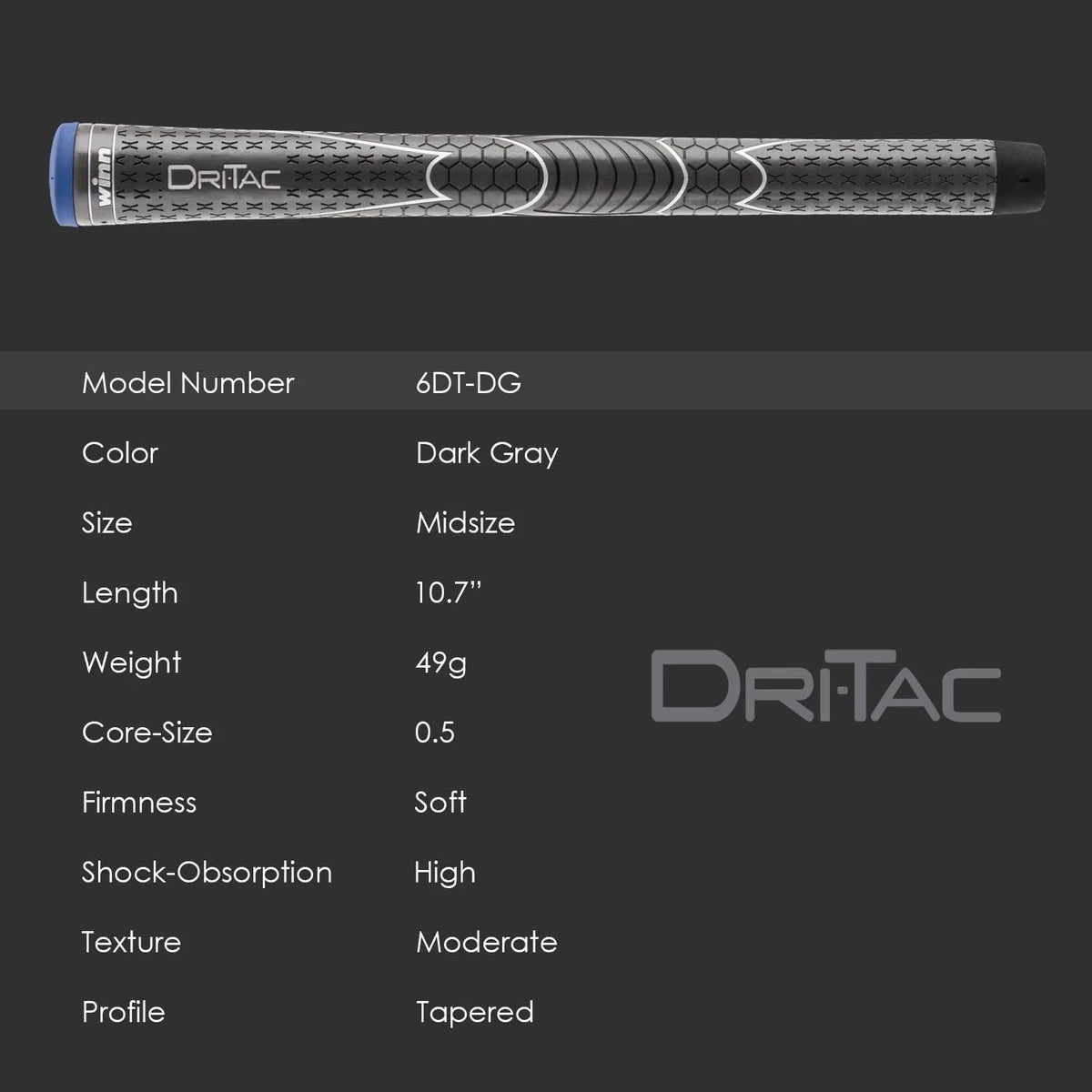 Golf Grip for Arthritis Hands - Midsize Dri-Tac Comfort & Reduced Fatigue