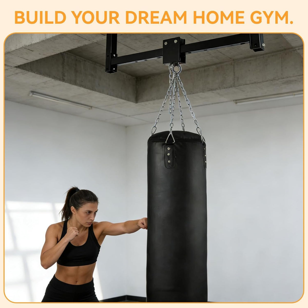 Heavy Bag Wall Mount Hanger with Roller System 300 lb Capacity Adjustable