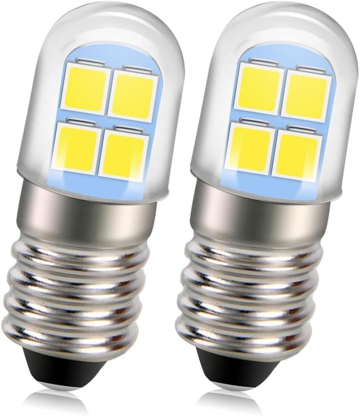 E10 LED Flashlight Bulb 240LM, 4-6V, 2 Pack for Camping & Bike Lights