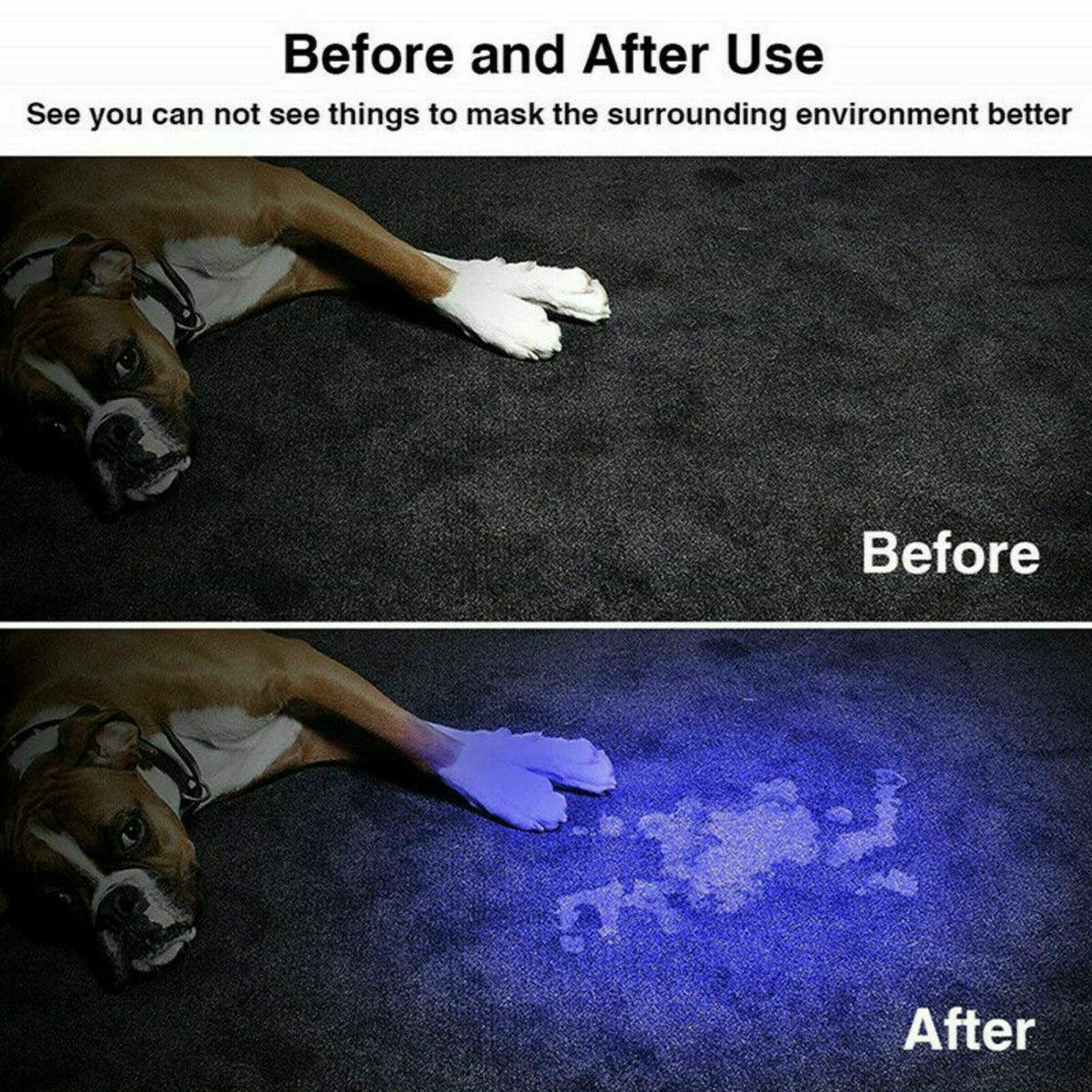 UV Ultraviolet Flashlight Black Light 365nm/395nm for Stain Detection Waterproof
