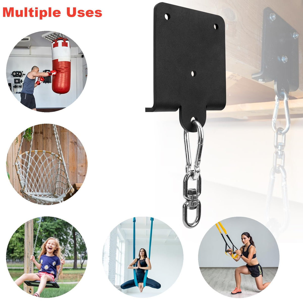 Heavy Duty Wall Mount Boxing Bag Hanger with 360° Rotation and Steel Bracket