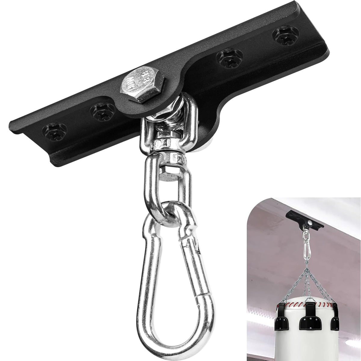 Heavy Duty Boxing Bag Mount - Heavy Bag Hanger with 360° Swivel and Secure Steel Construction