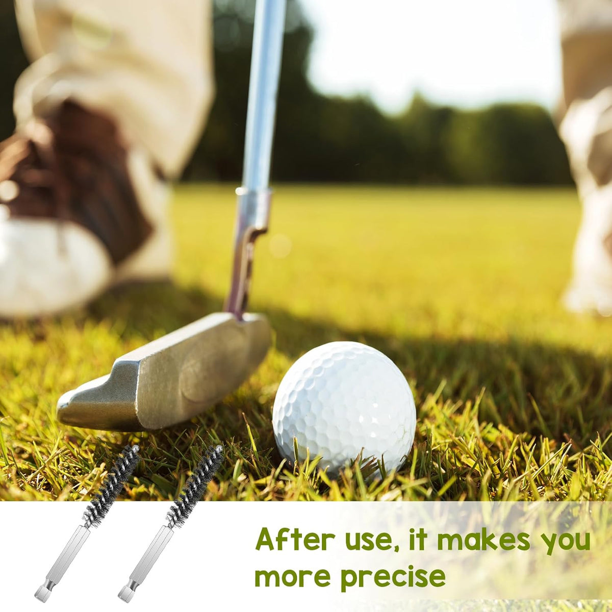 Golf Club Head Hosel Brush Set - Stainless Steel Cleaning Tools for Golf Shafts