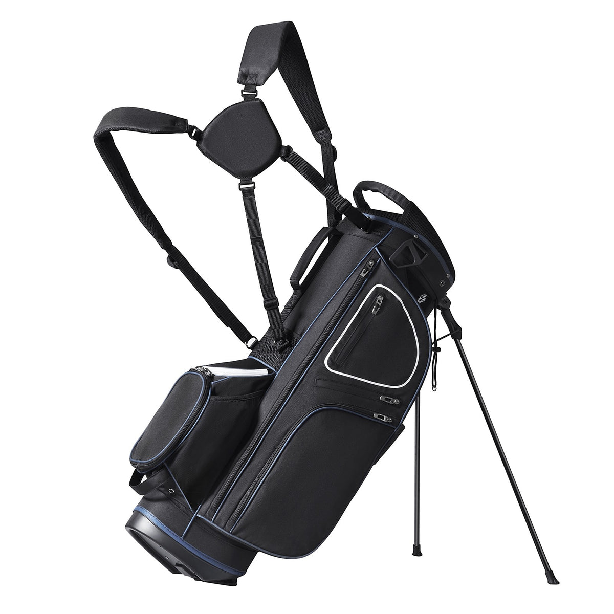 Golf Cart Bag with 14-Way Organizer and Multiple Pockets - Waterproof, Black & White