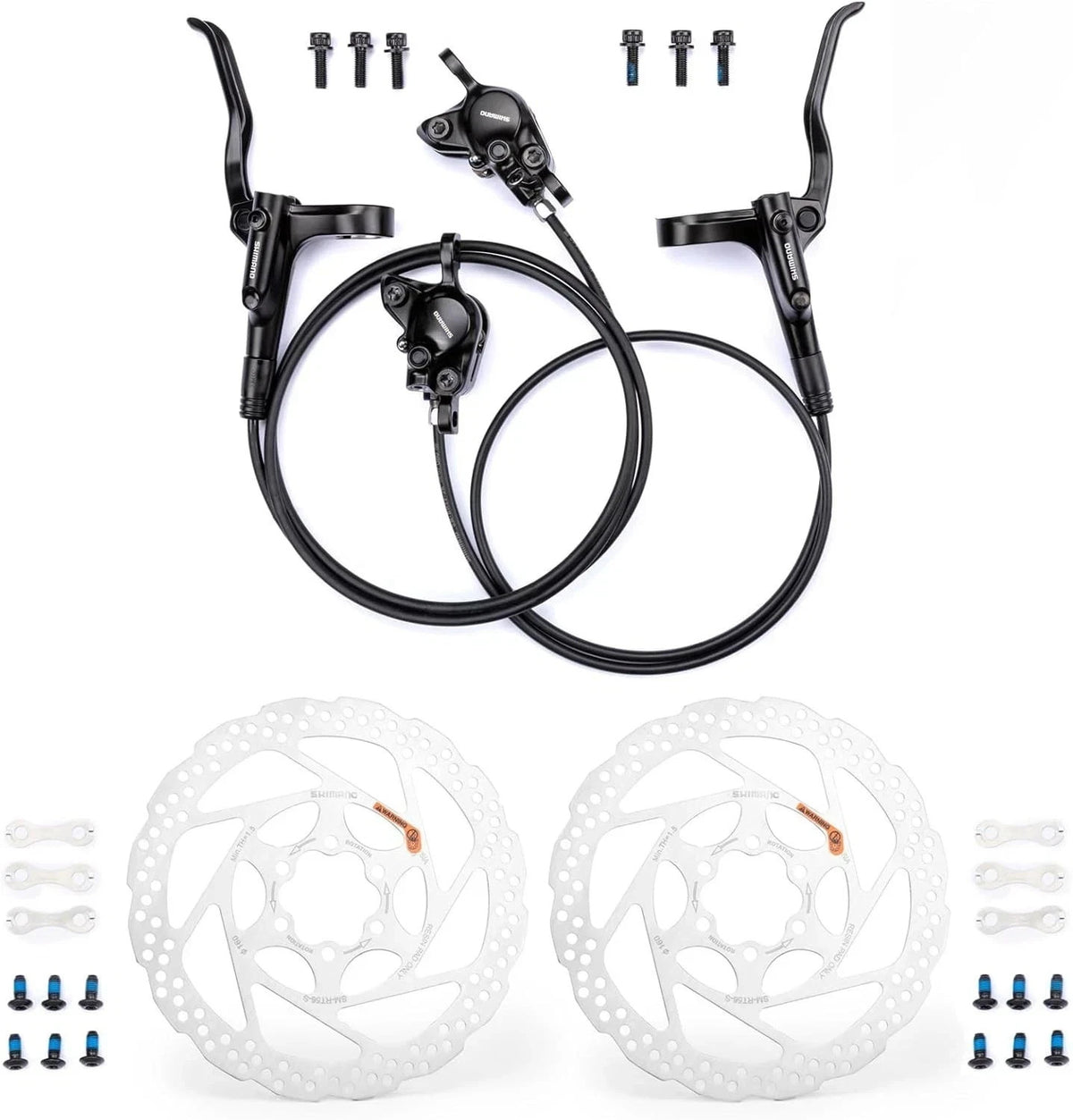 Hydraulic Disc Brake Set with 2 Rotors for Bikes - Front & Rear