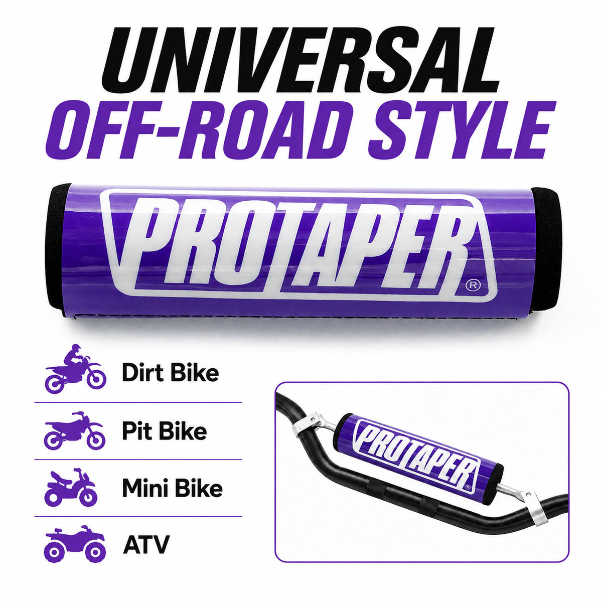 8-Inch ATV Dirt Bike Handlebar Foam Crossbar Protector - Shock Absorbing