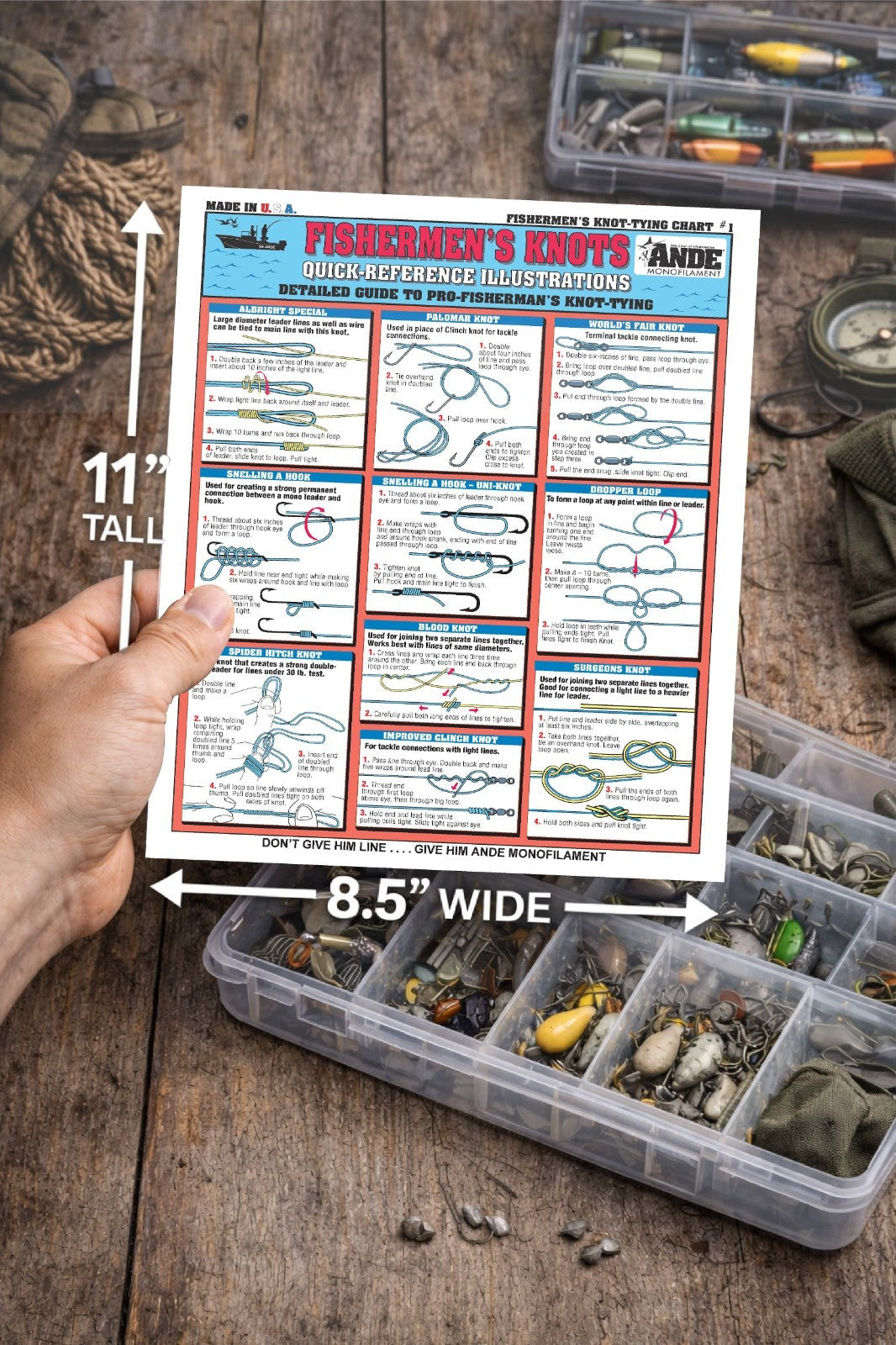 Waterproof Fishing Knot Tying Guide with 18 Easy-to-Follow Knots for Freshwater and Saltwater Angling