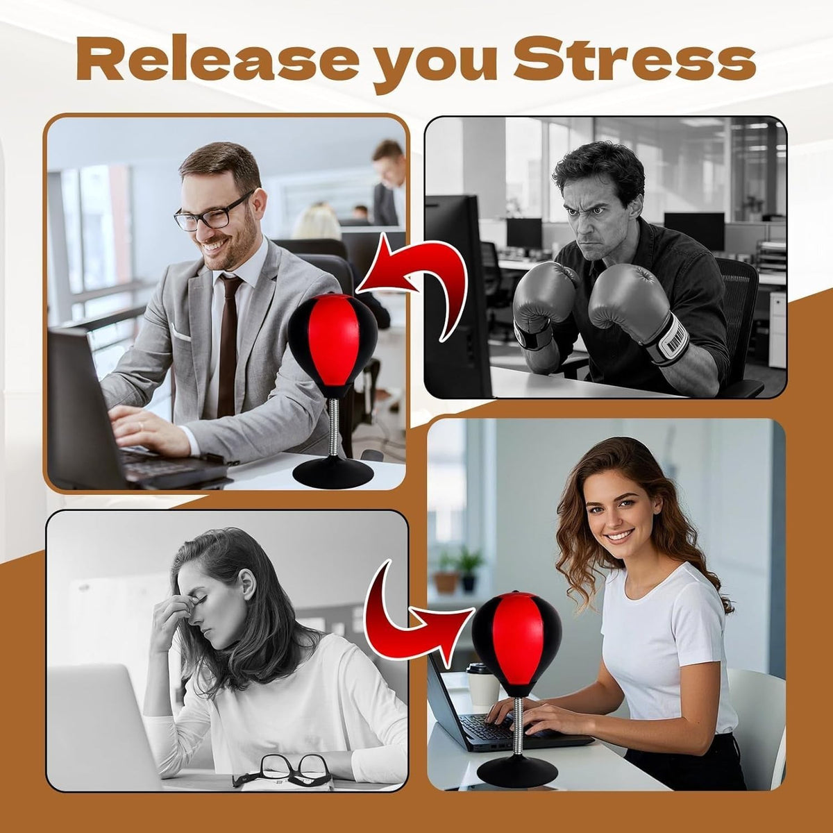 Desktop Punching Ball Stress Relief Toy with Suction Cup Base for Office & Home