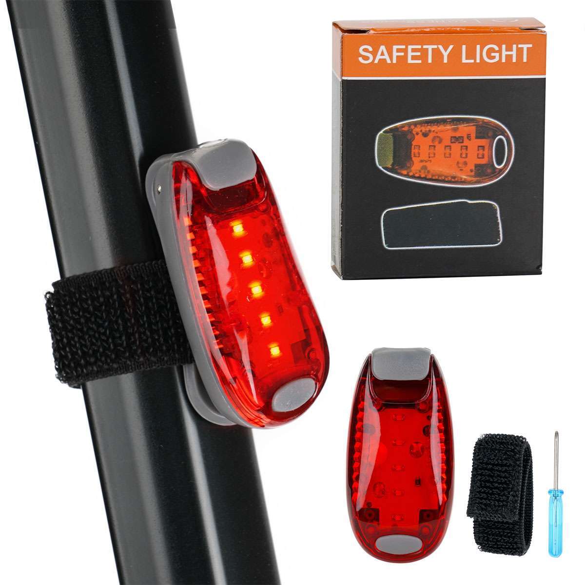 2-Pack LED Safety Clip-On Bicycle Tail Lights - Night Warning Strobe Lamp