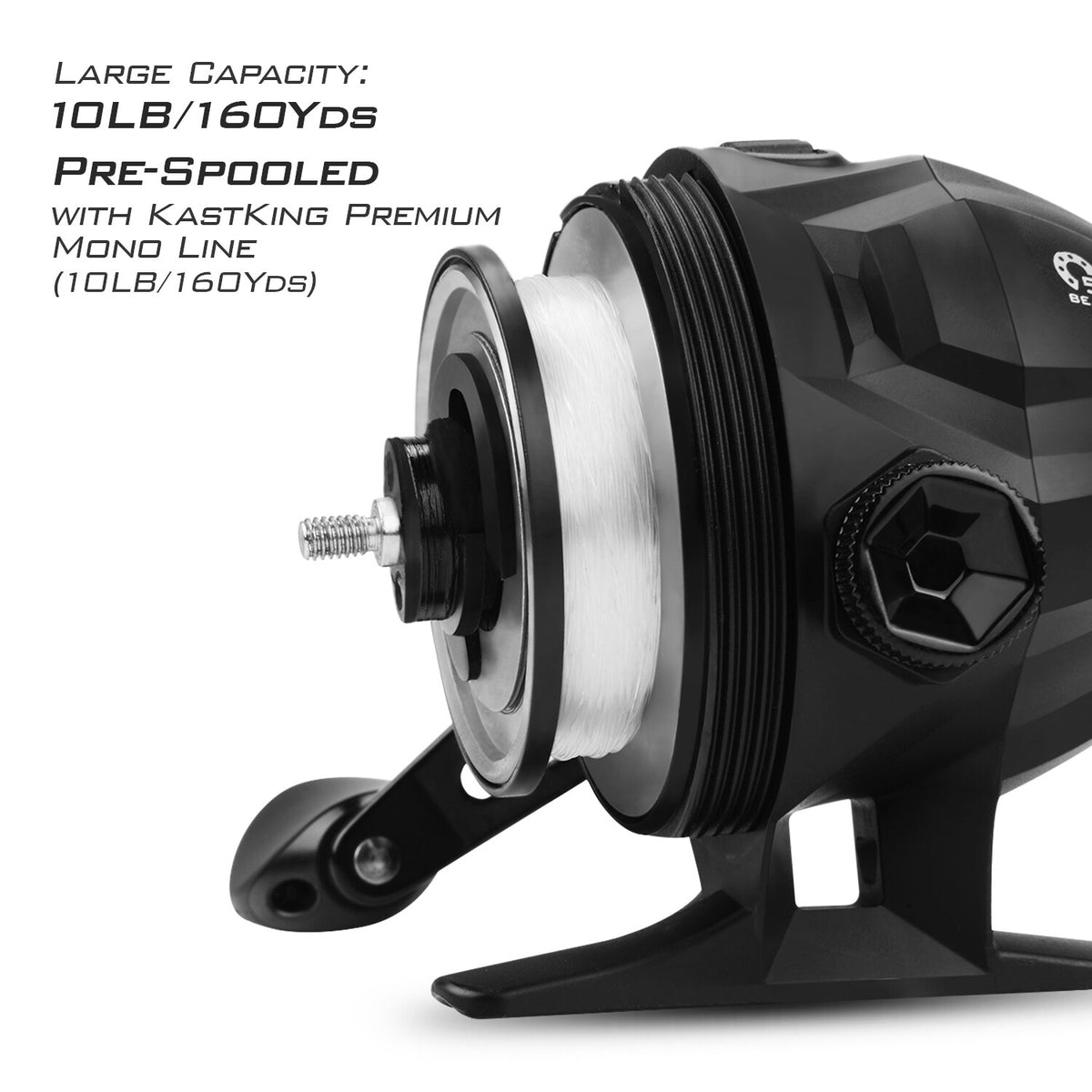 High Speed Spincast Fishing Reel with 10 LB Monofilament Line - Durable and Smooth