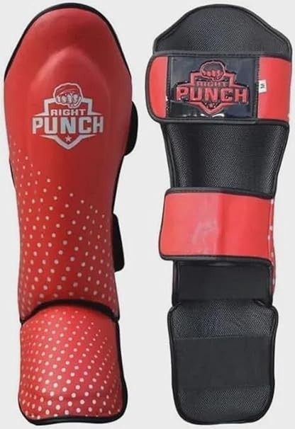 MMA Boxing Gloves Head Guard Shin Guards Training Equipment Red