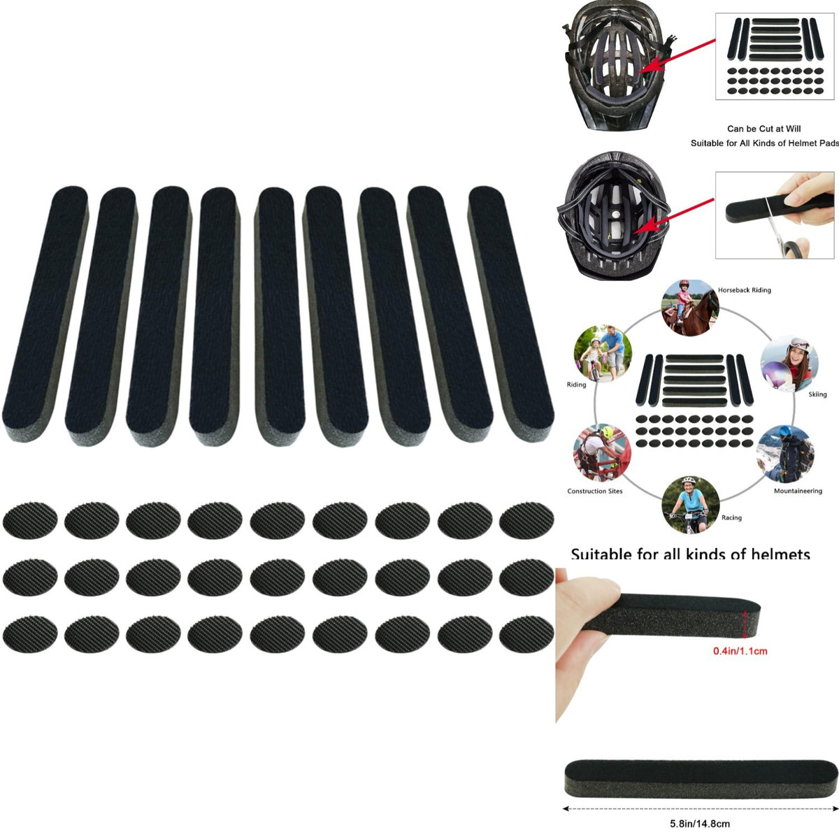Helmet Foam Padding Kit Replacement for Bicycle and Motorcycle Helmets