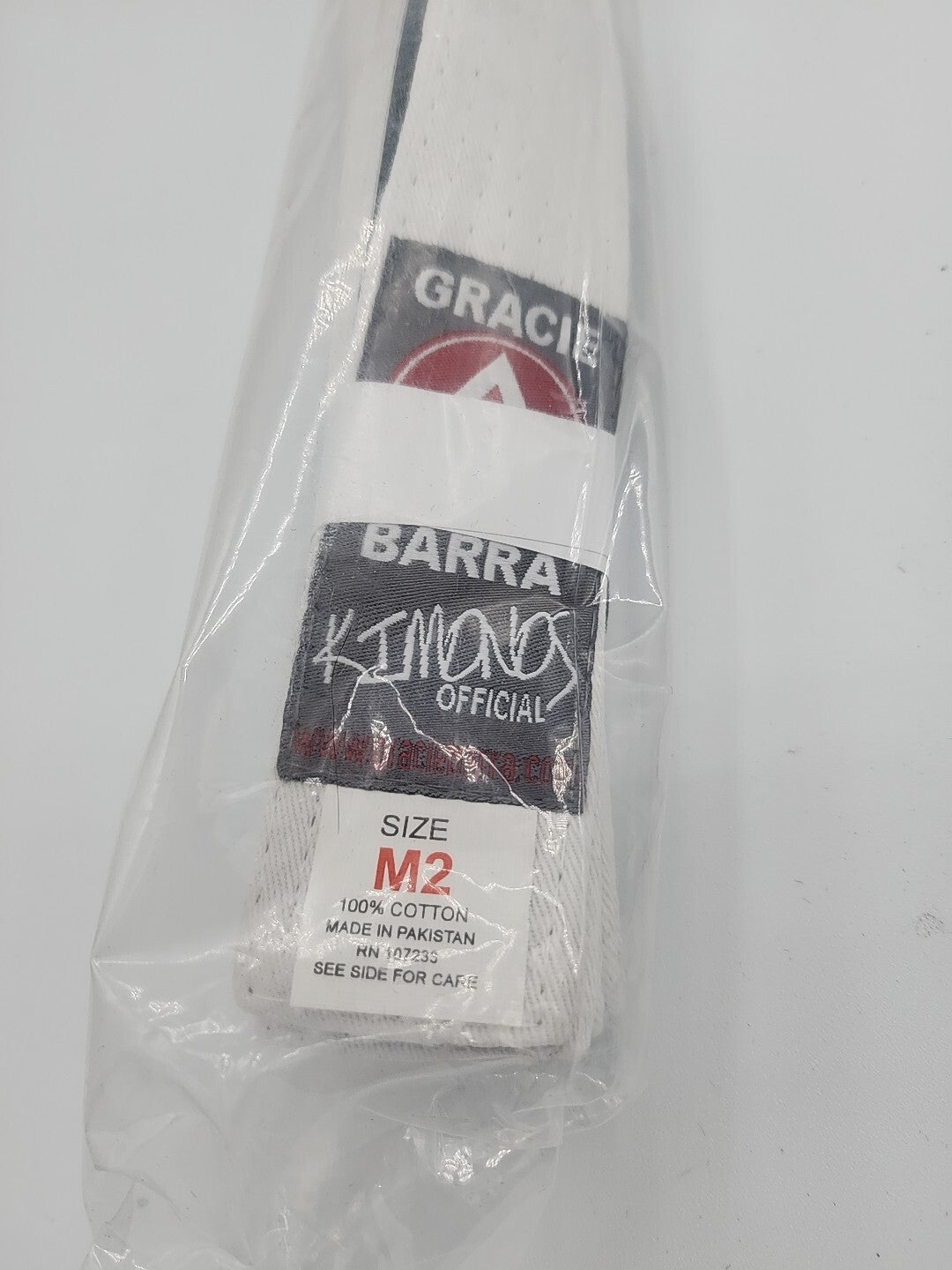 Martial Arts Belts - Official White Jiu-Jitsu Belt for Gracie BJJ Size M2