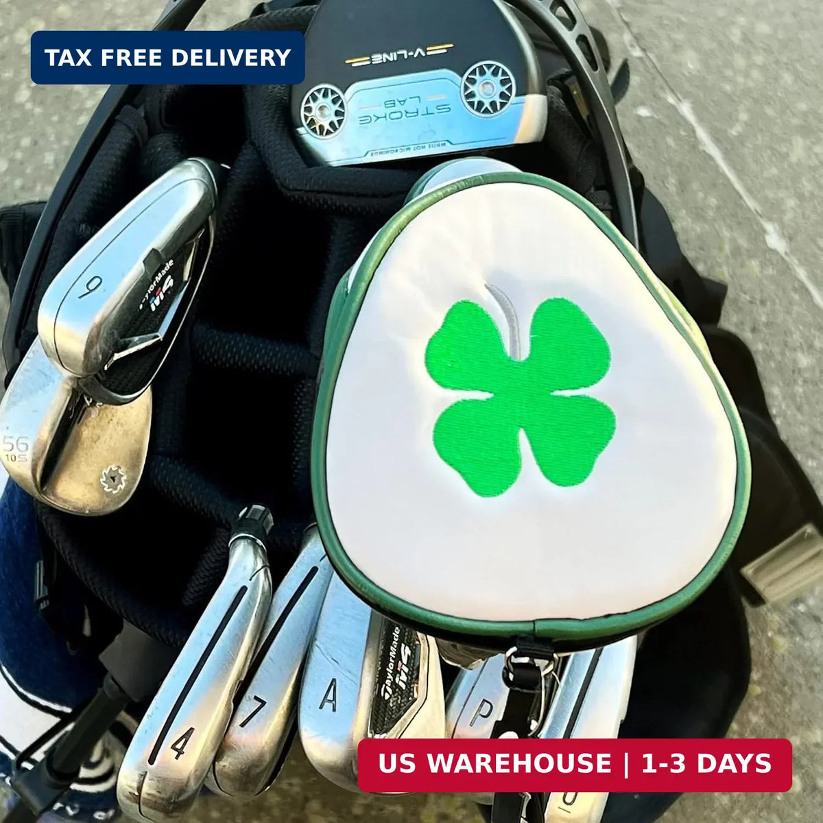 Golf Lucky Irish Four Leaf Clover Celtic Headcover with Zipper - Premium Leather Padding