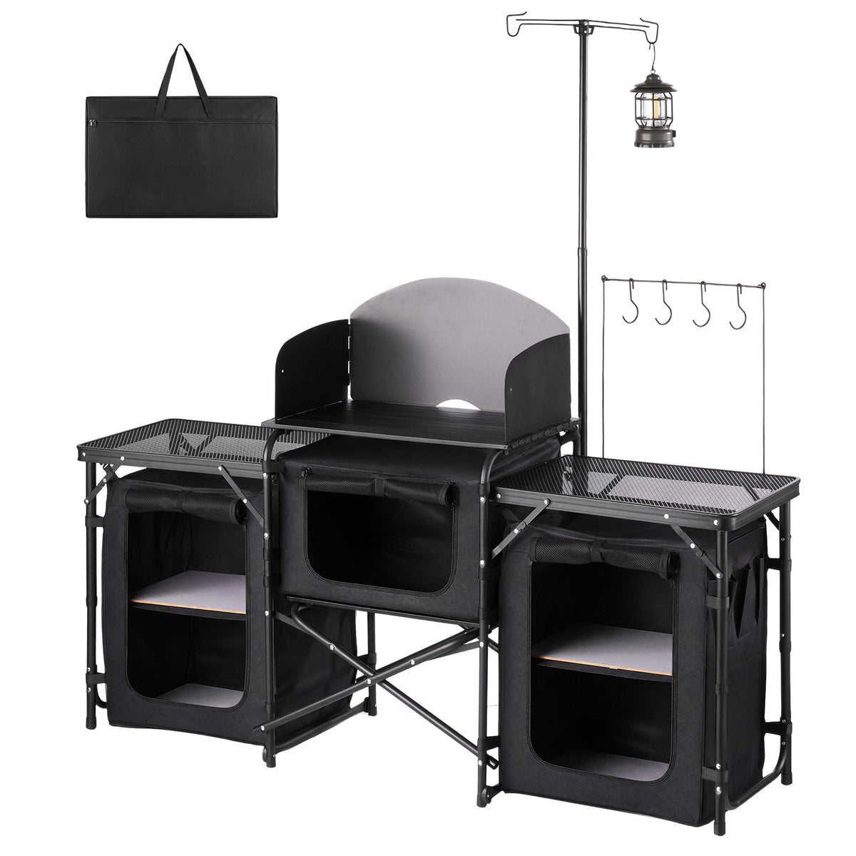 Portable Camping Table with Storage Organizer for Outdoor Use