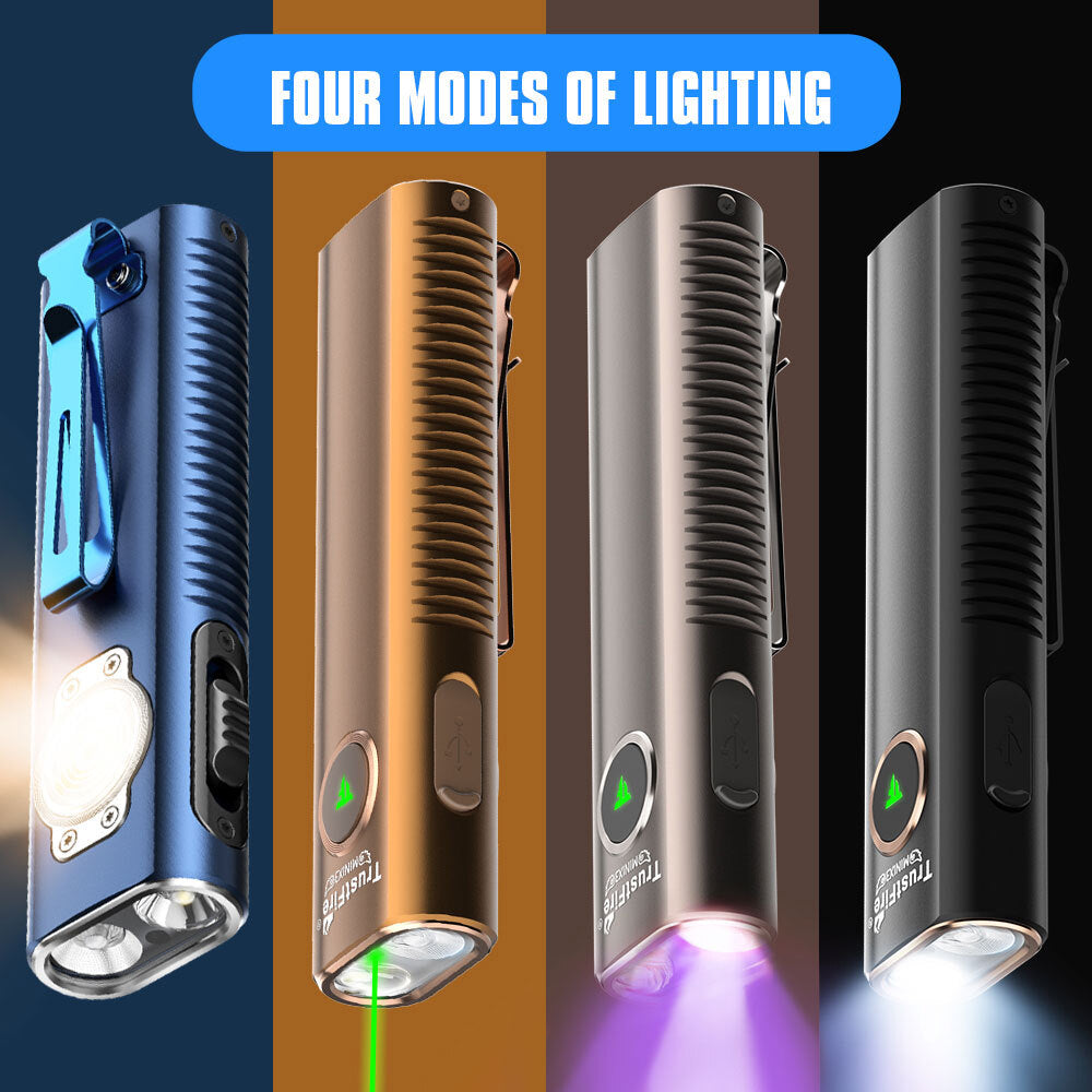Trustfire MINIX3 LED Flashlight 1050 Lumens with Red, UV, Green Laser & Magnetic Tail
