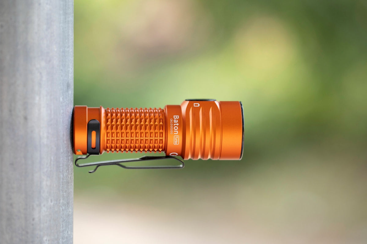 Olight Baton Turbo Orange Compact EDC Flashlight 510m Long Range 1000 Lumens