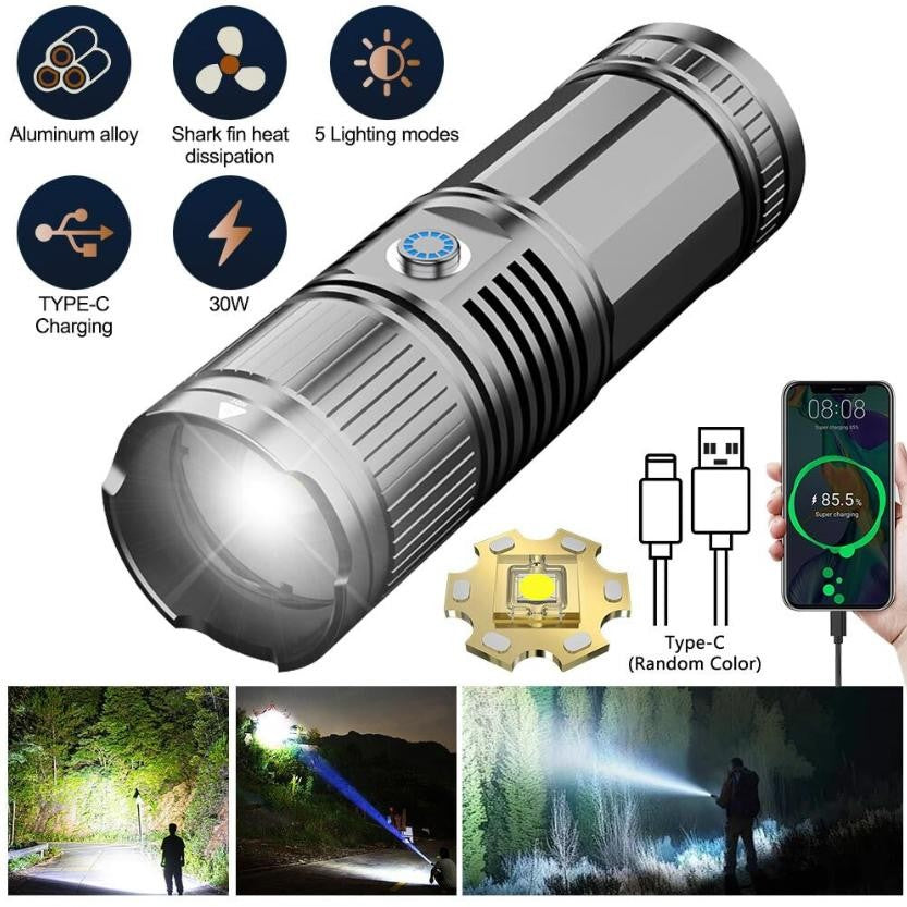 3000LM High Power Laser LED Flashlight Rechargeable Torch with Zoom