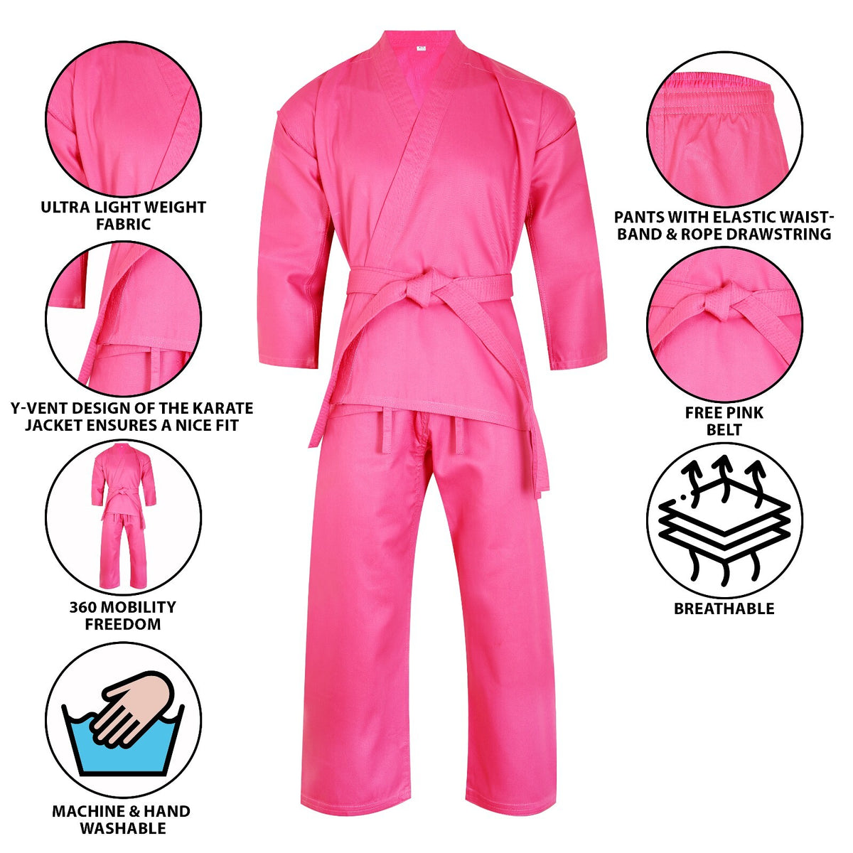 Lightweight Karate Uniform for Kids & Adults with Belt - Martial Arts Gear