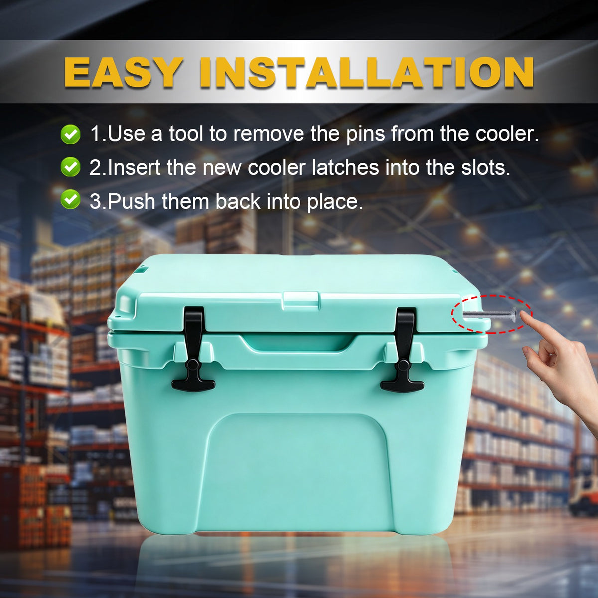 Black Cooler Lid Latches Handle Grips for Yeti RTIC - High Quality Replacement
