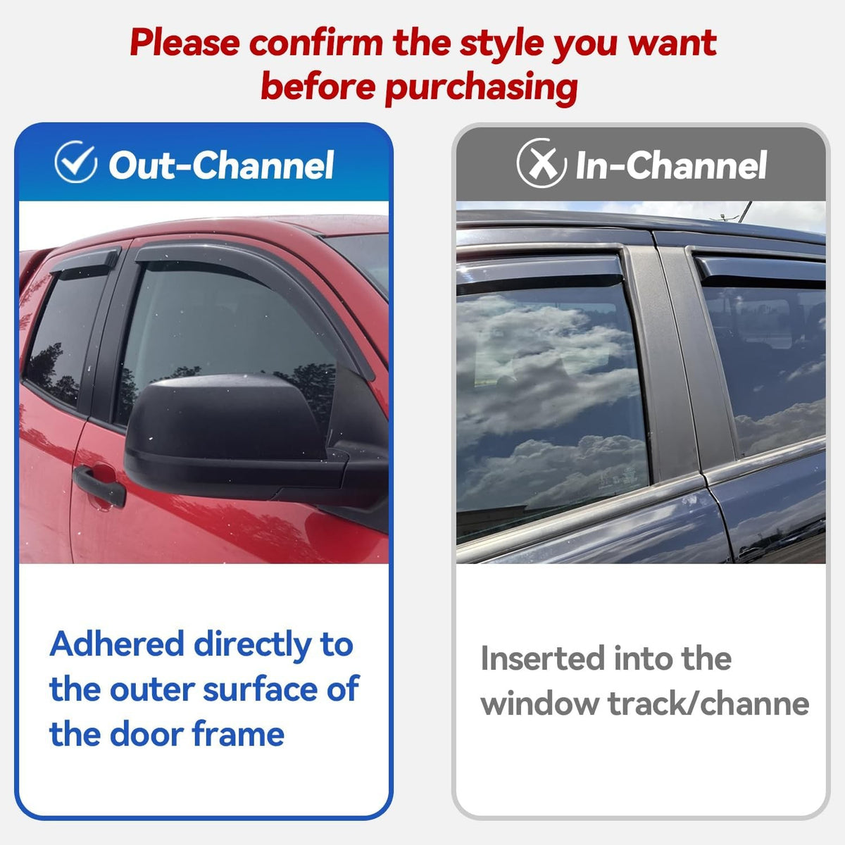 Window Visors Rain Guards for Honda Civic Hatchback 2016-2021 - Out-Channel Side Window Deflectors