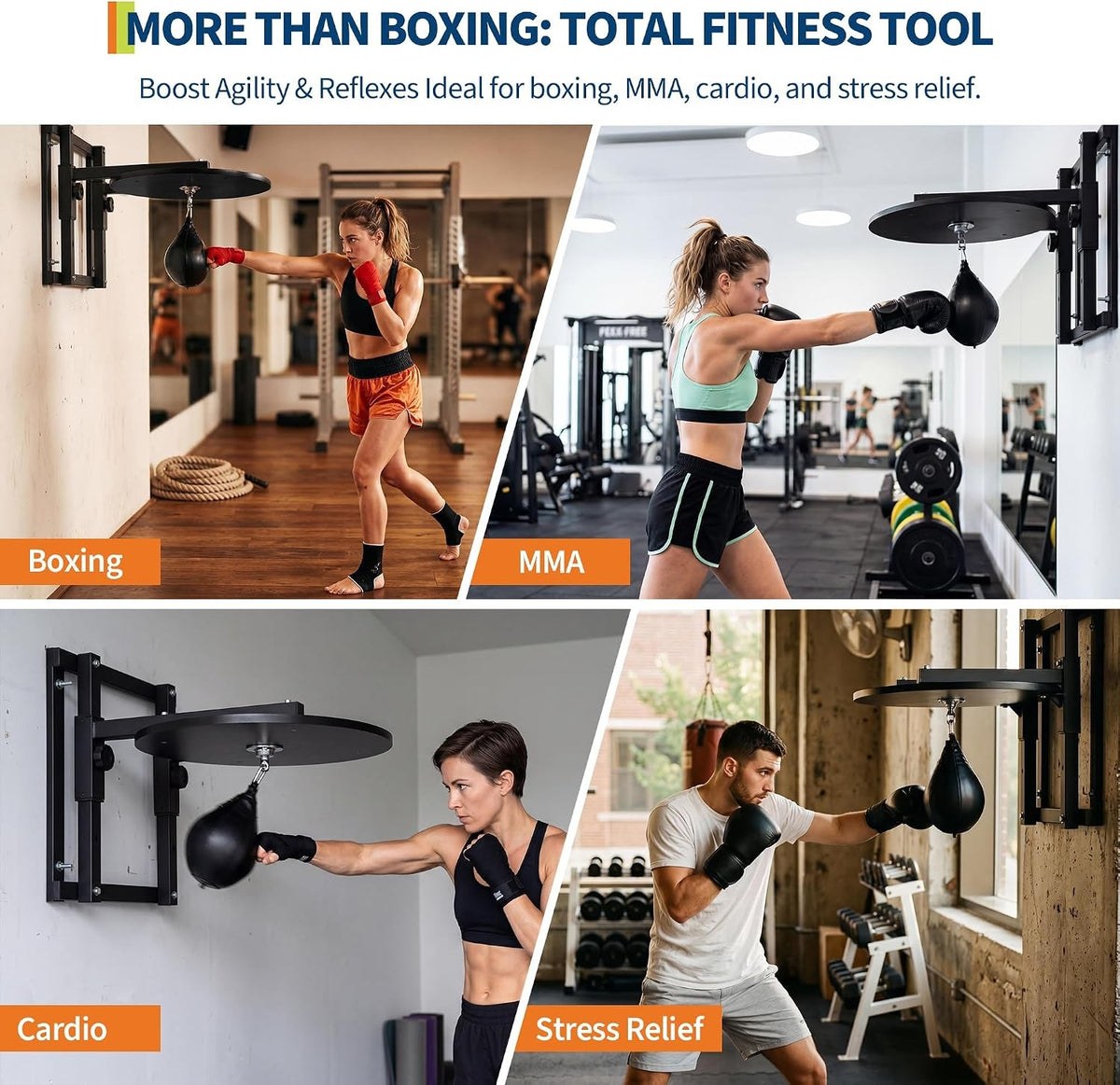 24-Inch Speed Bag Platform Kit with 360° Swivel Wall Mount Boxing Stand