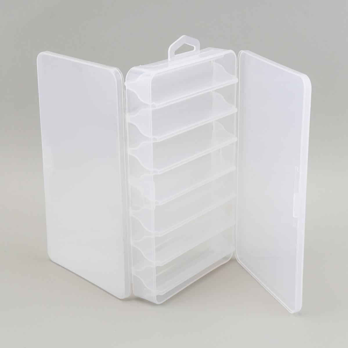 14-Compartment Waterproof Fishing Tackle Box with Transparent Lid 21x11.5x3.6cm