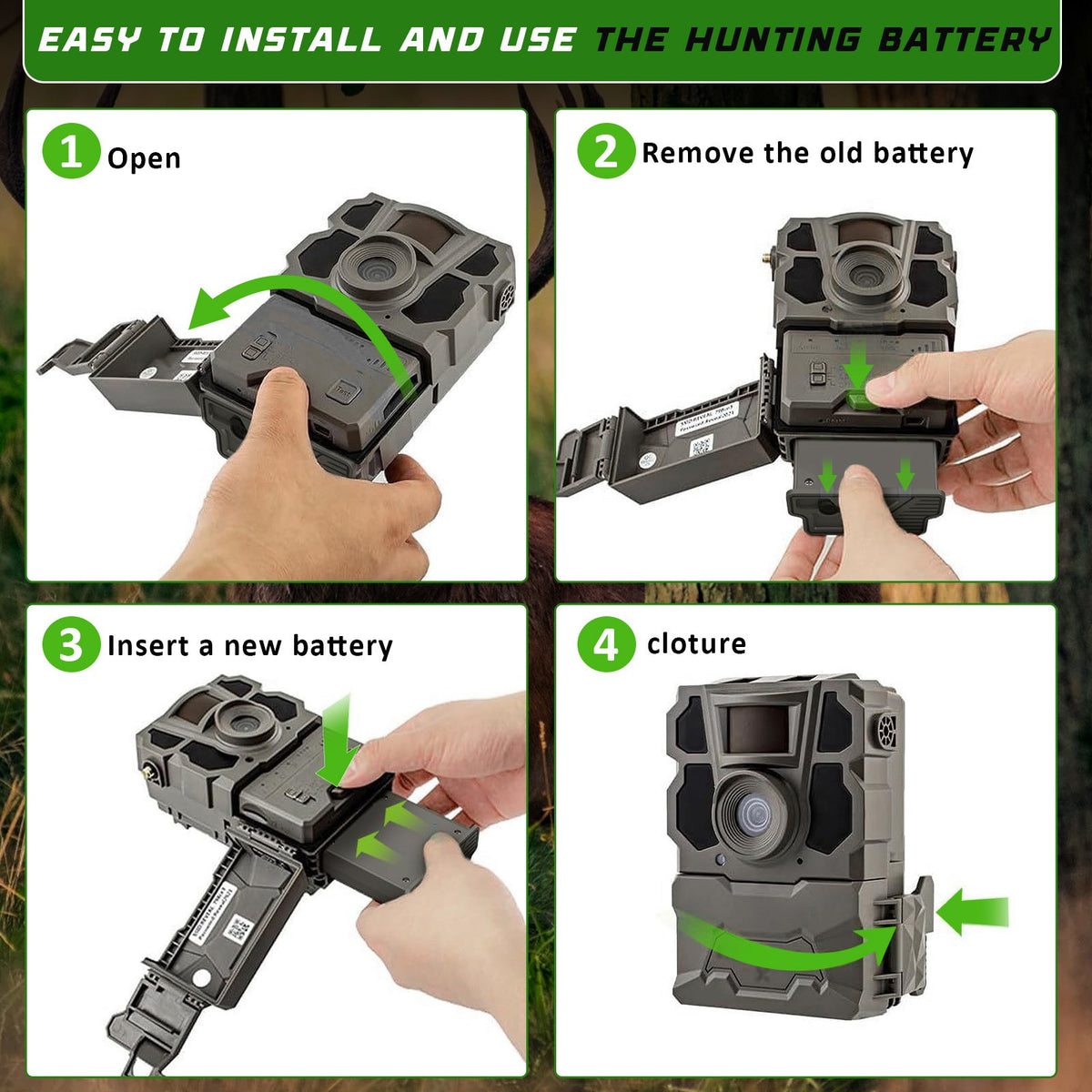 4 Pack High-Capacity 7000mAh Camera Batteries for Trail & Hunting Cameras