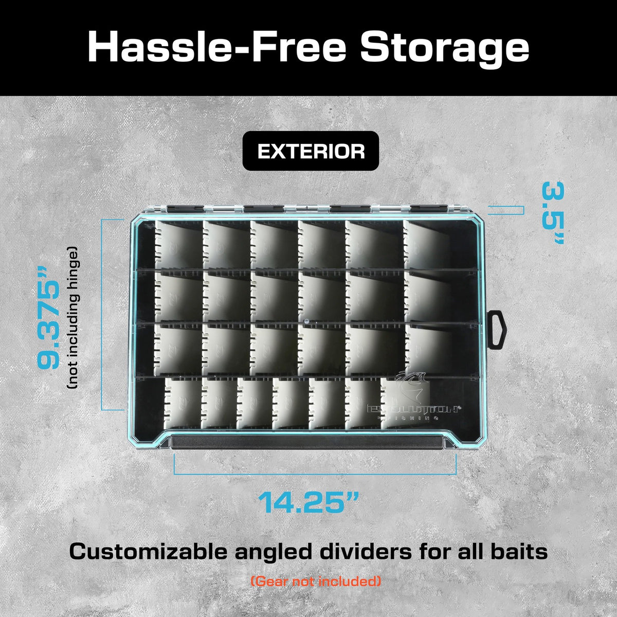 Deep Waterproof Fishing Tackle Box with Adjustable Dividers - 3700 Size