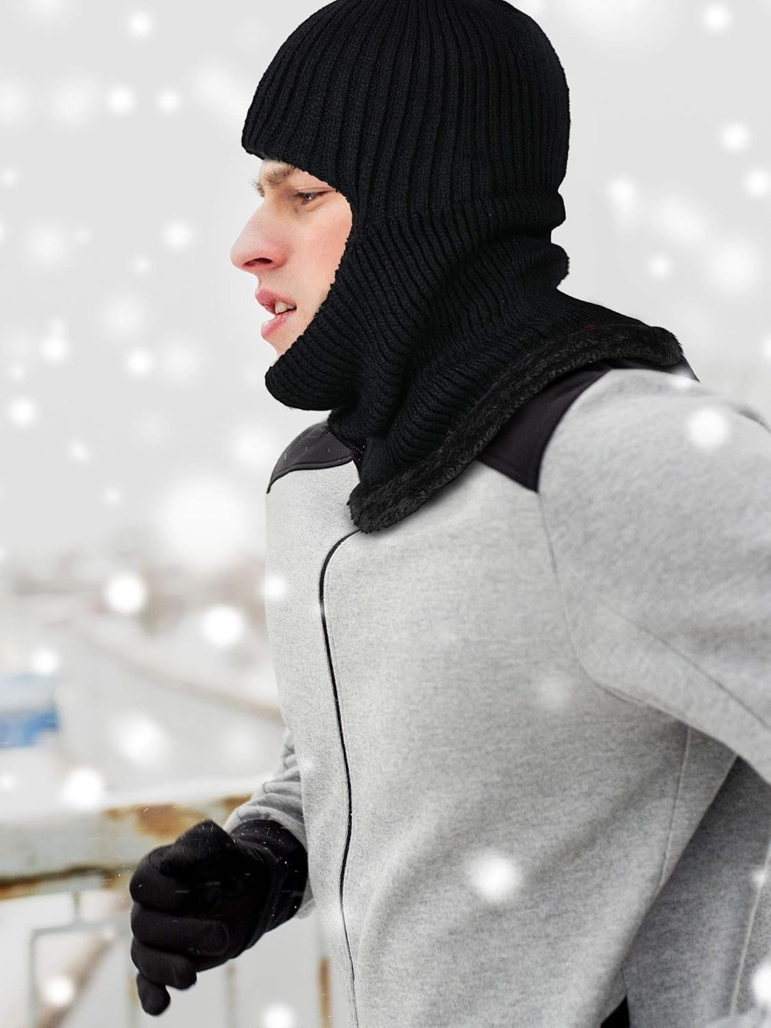 Men's Thermal Polar Fleece Face Mask Hood for Cold Winter