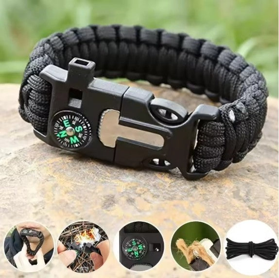 Survival Paracord Bracelet with Flint, Compass & Multi-Tool Outdoor Gear