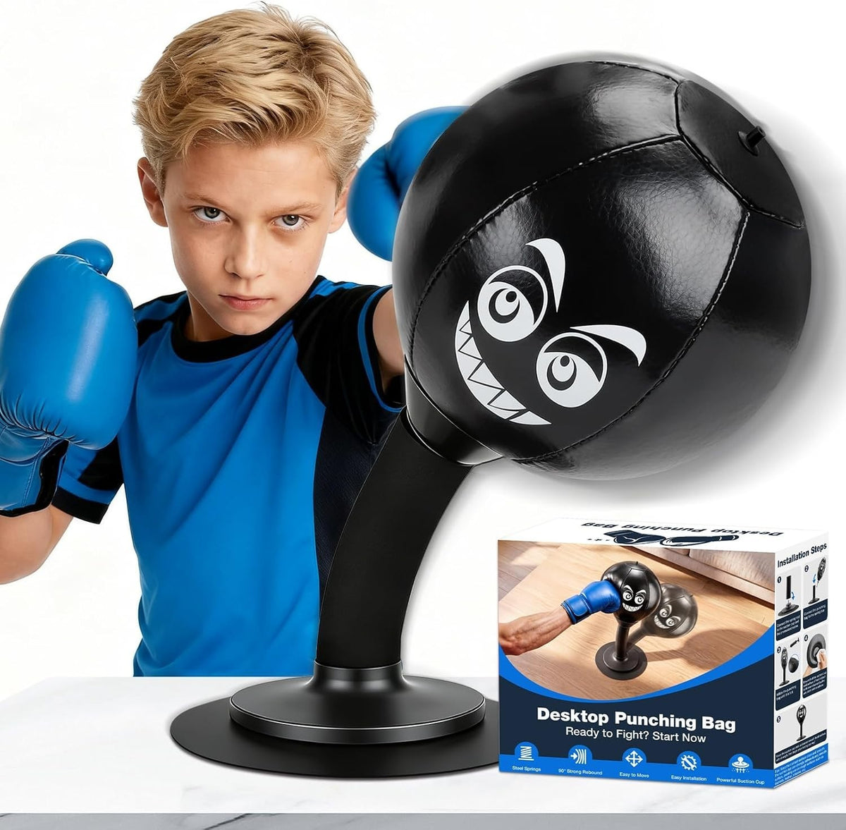 Desktop Punching Bag Stress Relief Toy with Suction Cup Base