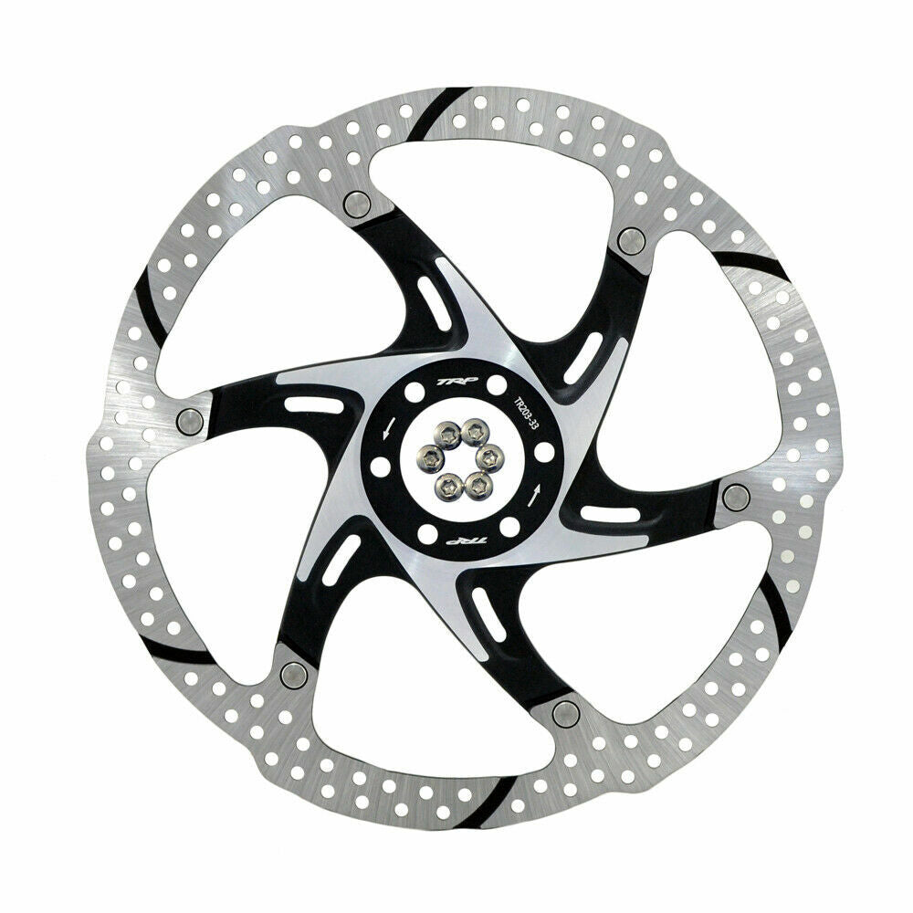 MTB Road Bike Disc Brake Rotor 6-Bolt 203mm Two-Piece Slotted Aluminum Center