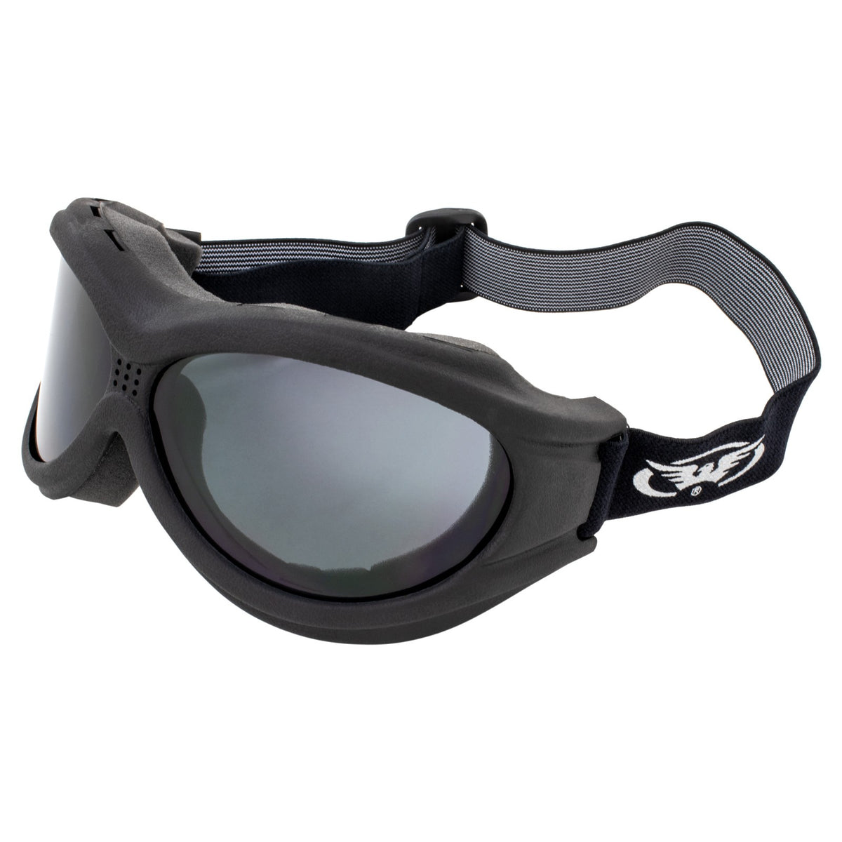 Motorcycle Sunglasses with Black Frames and Green Reflective Lenses