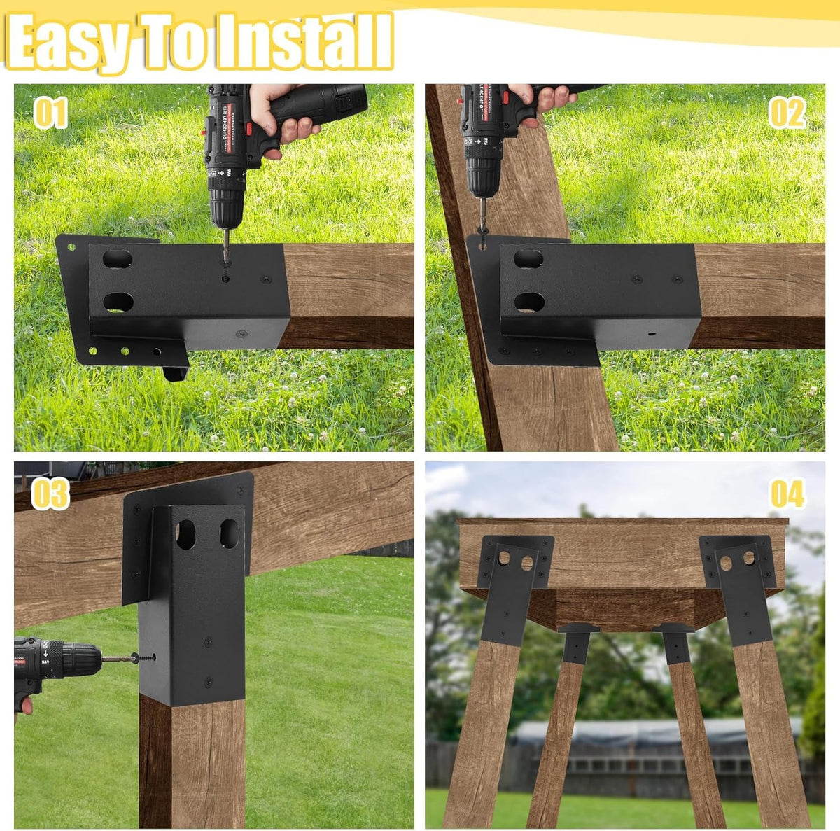 Outdoor Deer Stand Brackets - Heavy-Duty 4x4 Angle Support for Hunting Blinds & Treehouses