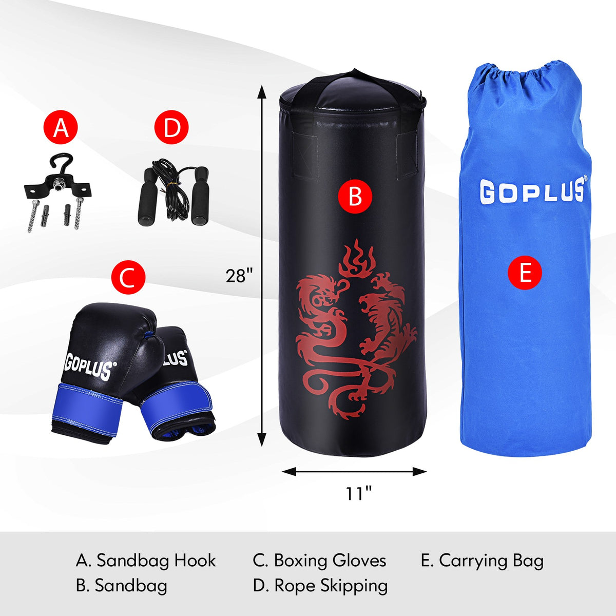 40 Lbs Boxing Sandbag with Gloves Set for Kids - Fitness Martial Arts Equipment