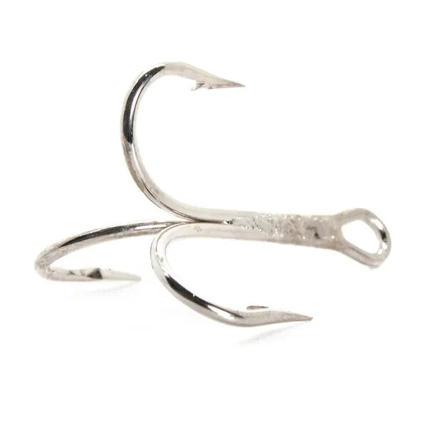 Nickel Treble Hooks 1/0 Size 2X Strong Saltwater Fishing Hooks 25 Pack