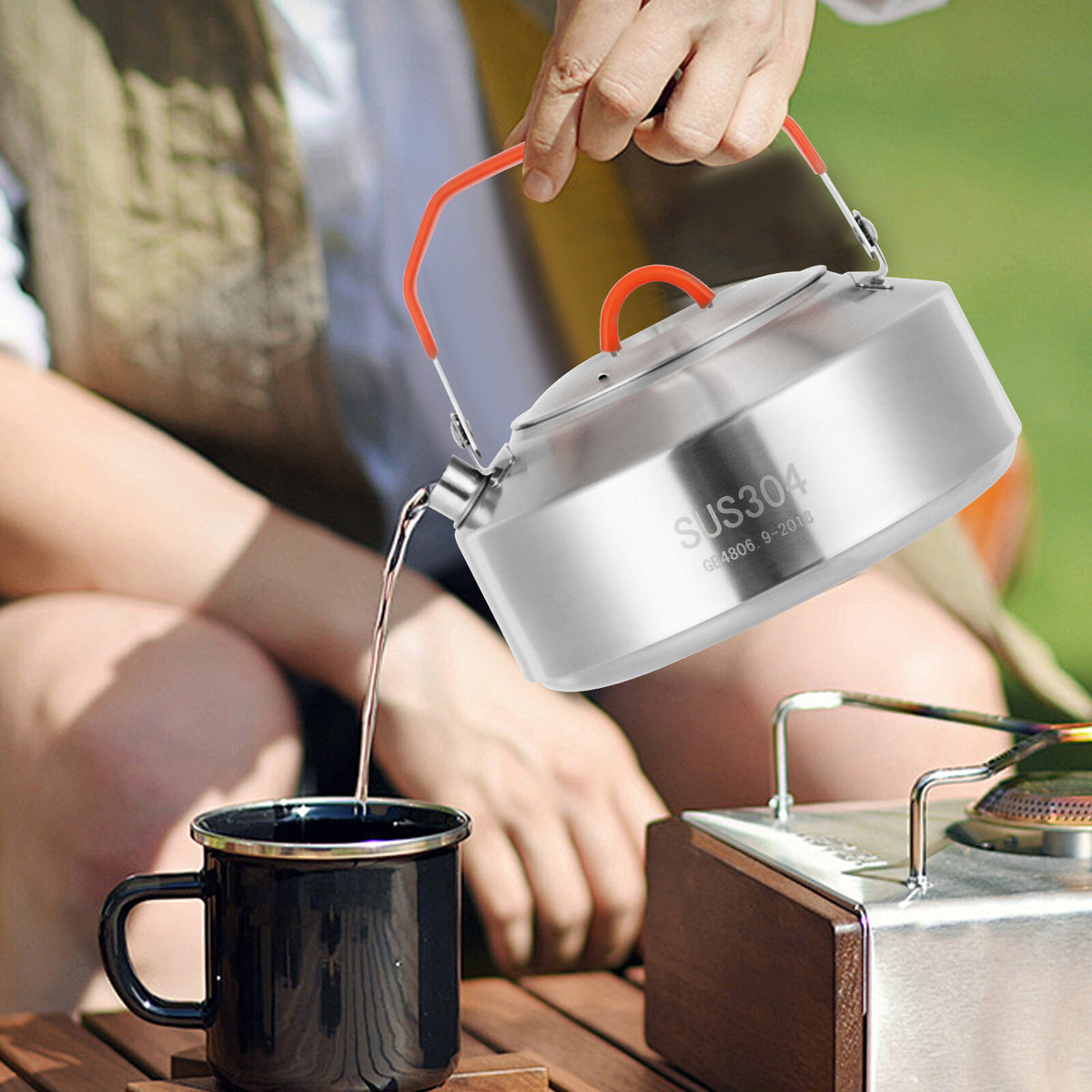 Stainless Steel Camping Kettle — Portable Bushcraft Coffee & Water Boiler