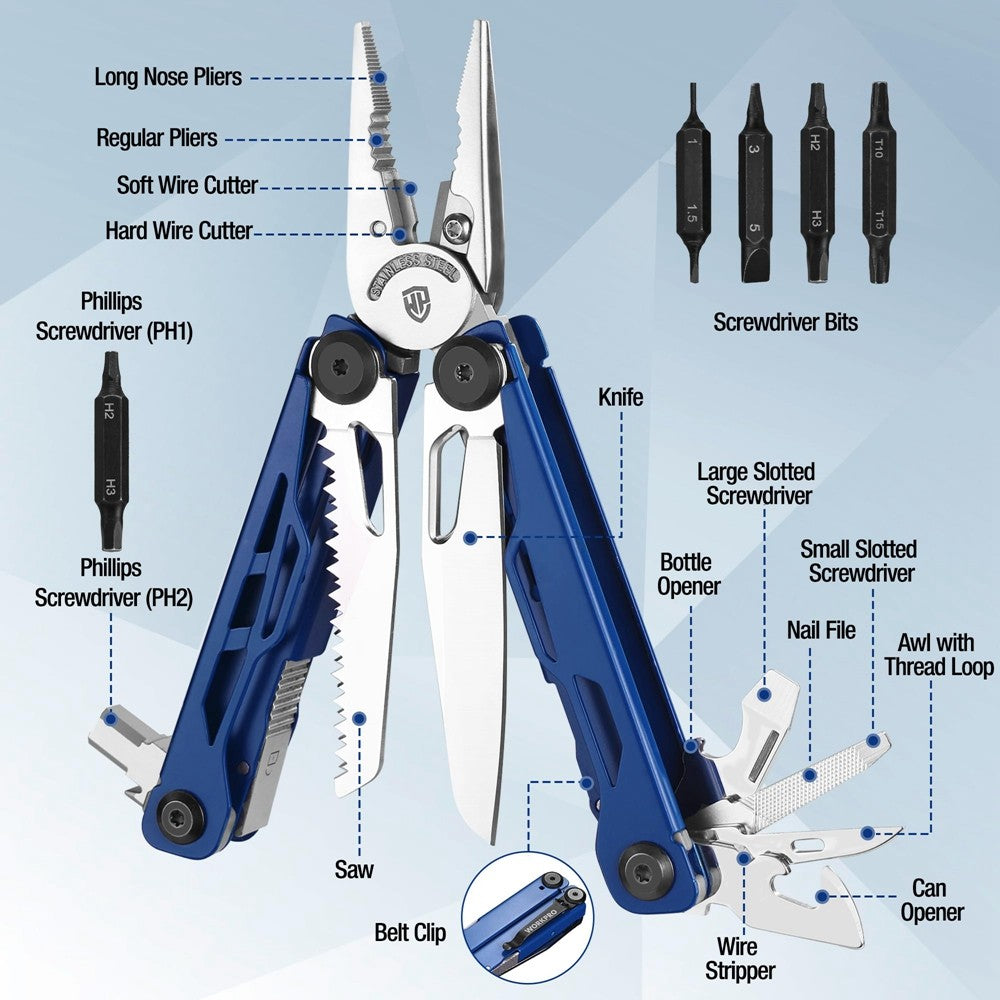 24-in-1 Multitool Pliers with Sheath - Folding Stainless Steel Pocket Tool