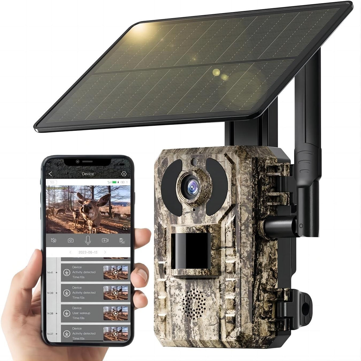 4G LTE Solar Trail Camera with 4K Live View Night Vision Waterproof Wildlife Monitoring