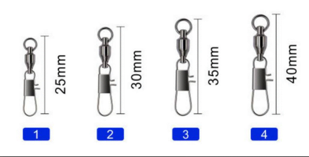 Ball Bearing Swivels Bulk Pack for Fishing - Black Nickel, Sizes 1-4